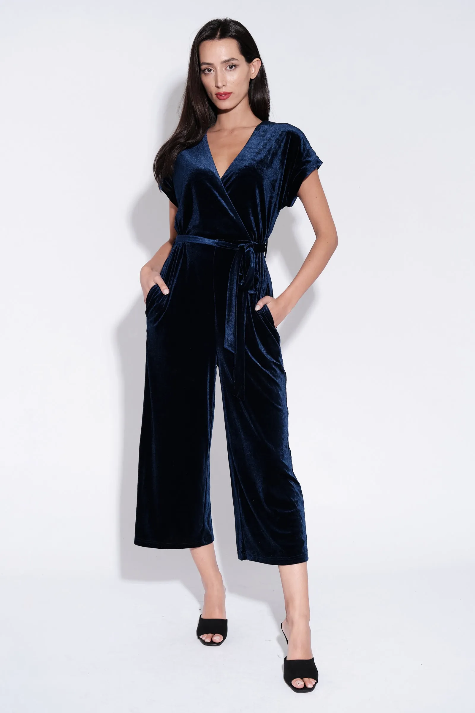 Tiffany Velvet Jumpsuit in Navy