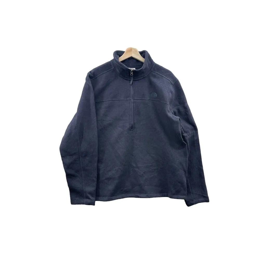 Vintage The North Face Men's 1/4 Zip Navy Thermal Fleece Jacket