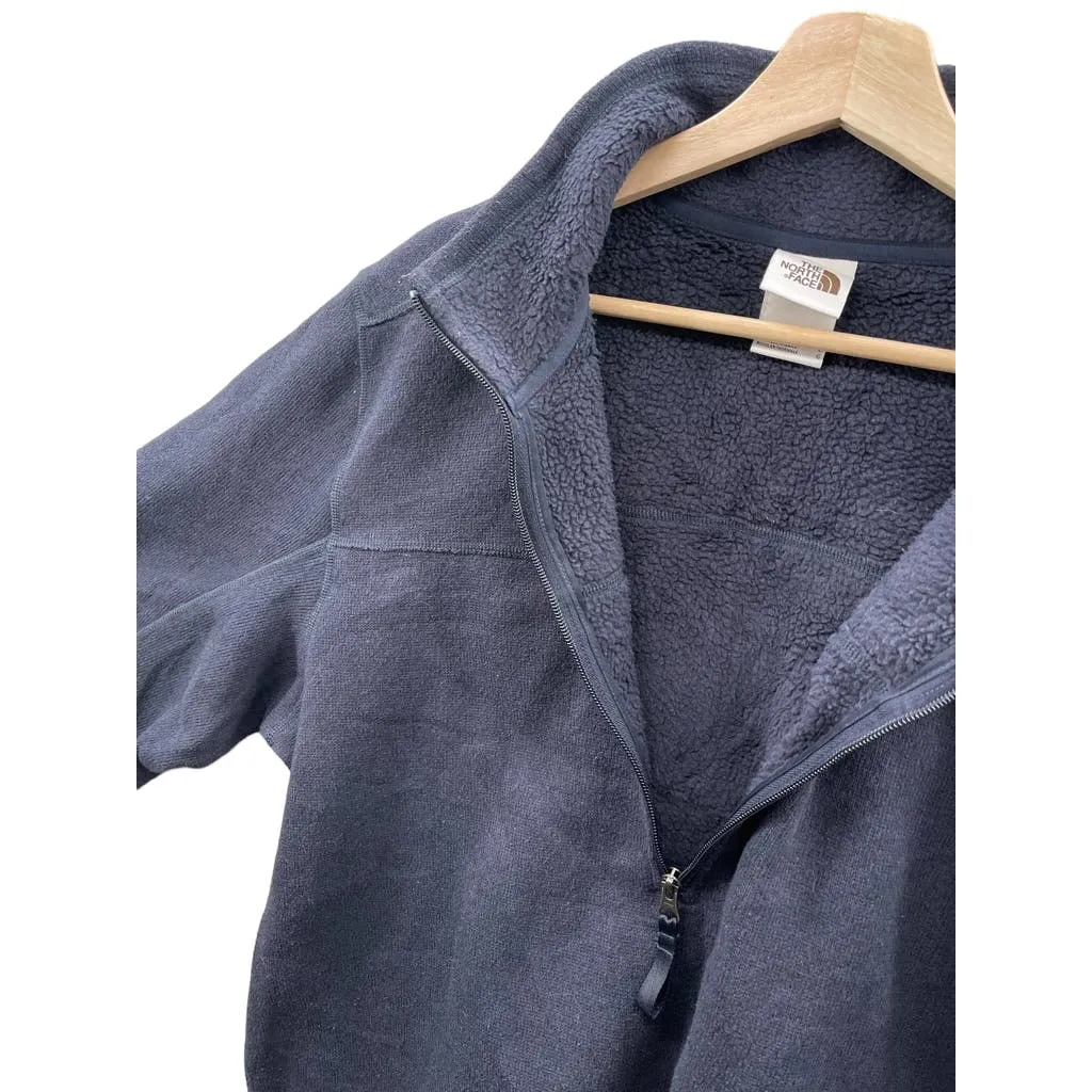 Vintage The North Face Men's 1/4 Zip Navy Thermal Fleece Jacket
