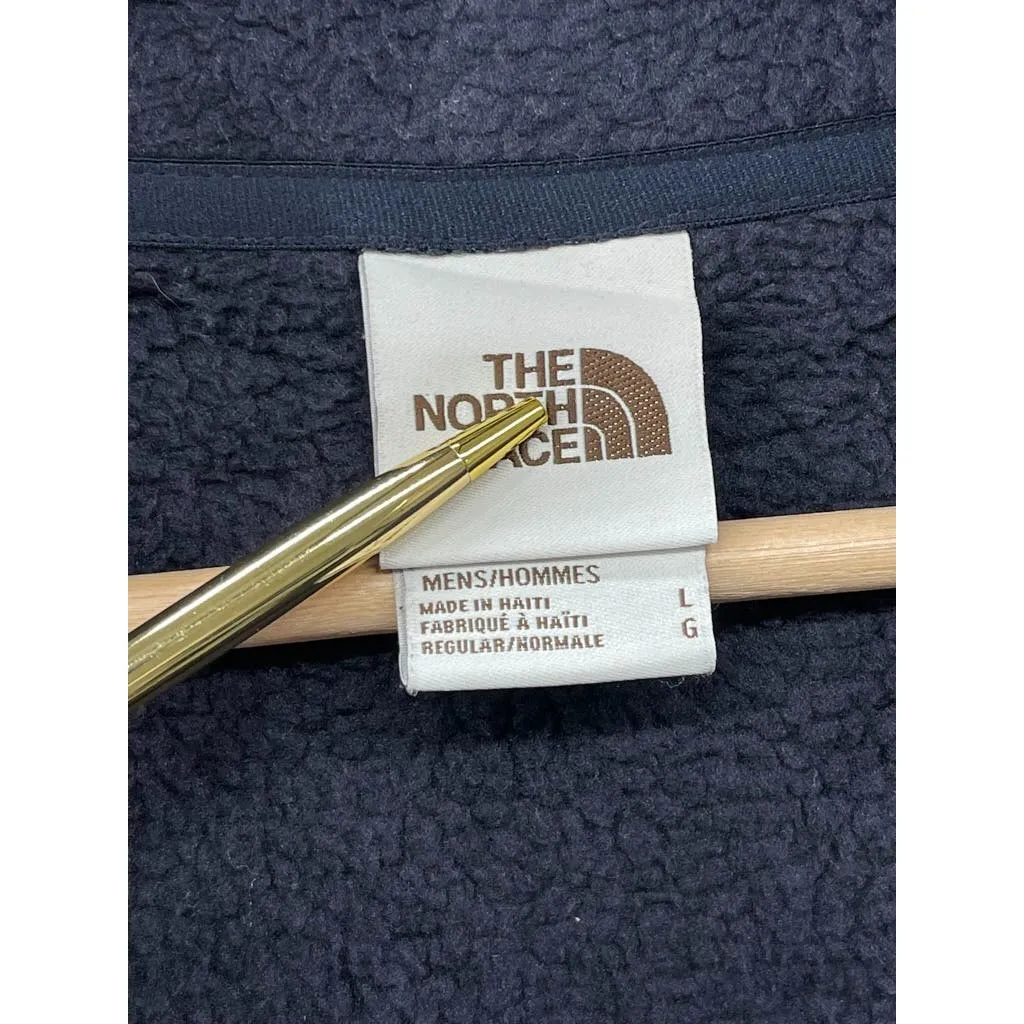 Vintage The North Face Men's 1/4 Zip Navy Thermal Fleece Jacket