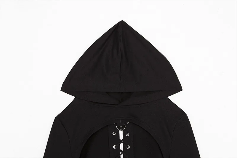 WLS Dark Buttonhole Straps Cropped Hoodie