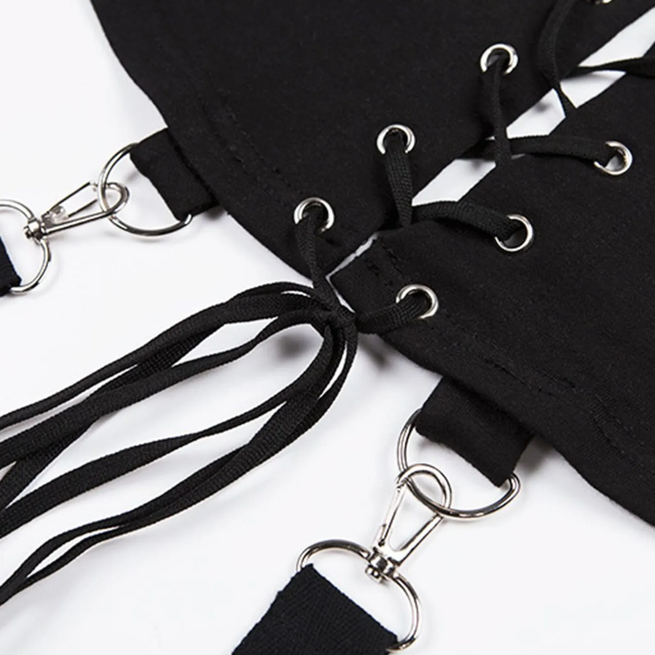 WLS Dark Buttonhole Straps Cropped Hoodie