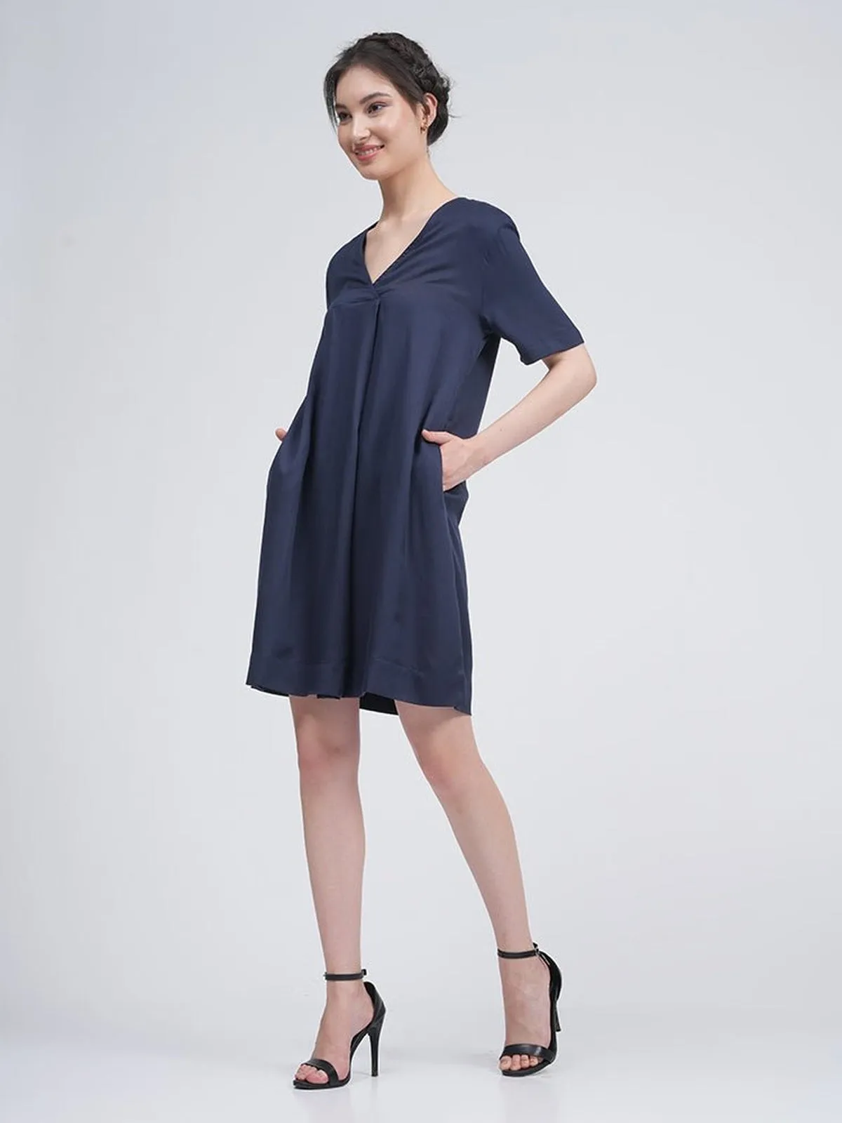 Women Modal Front Pleat Dress