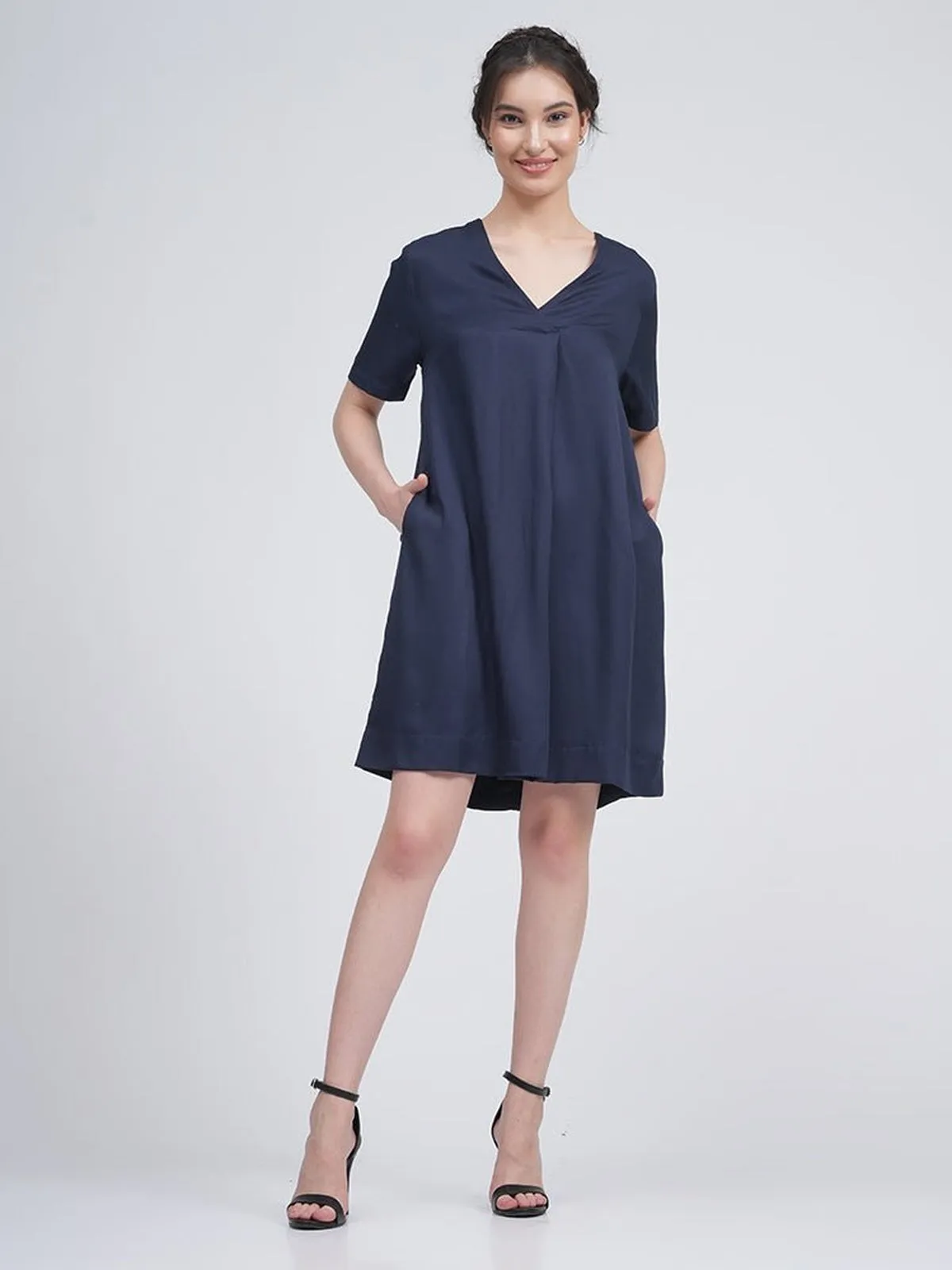 Women Modal Front Pleat Dress