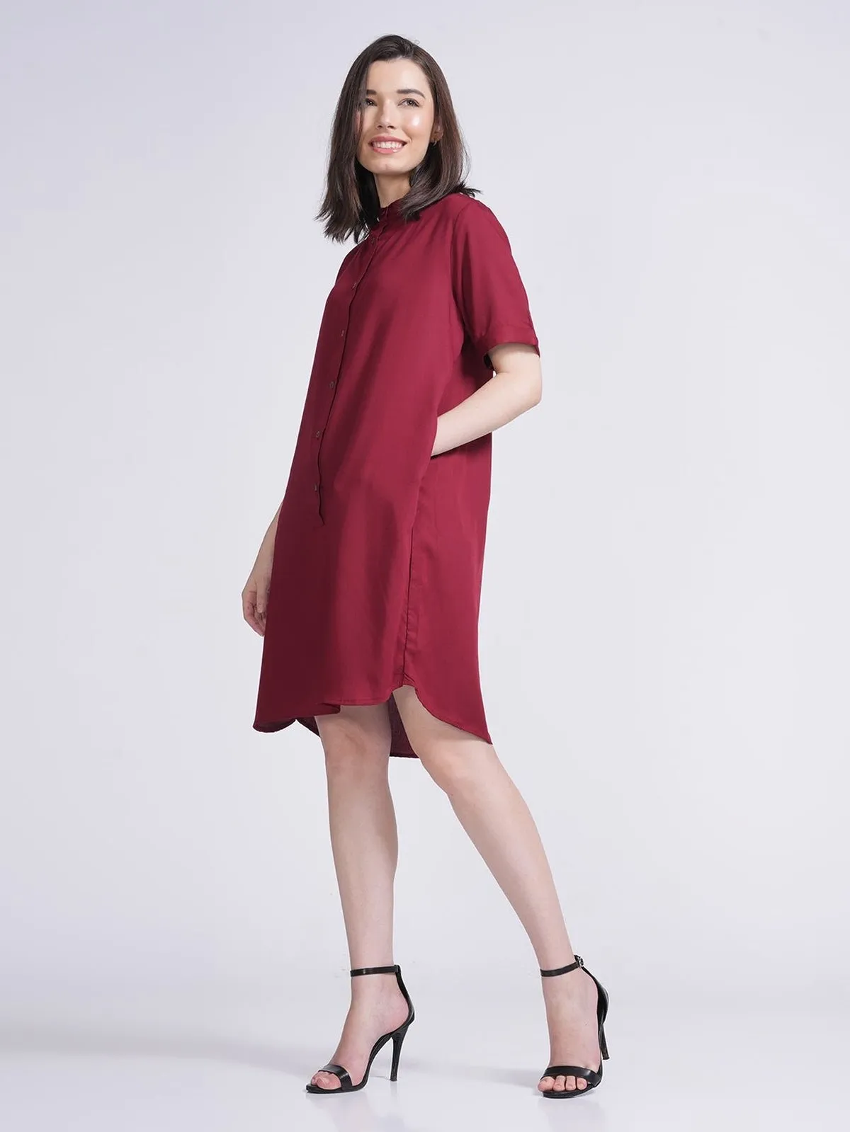 Women Modal Mandarin Collar Dress