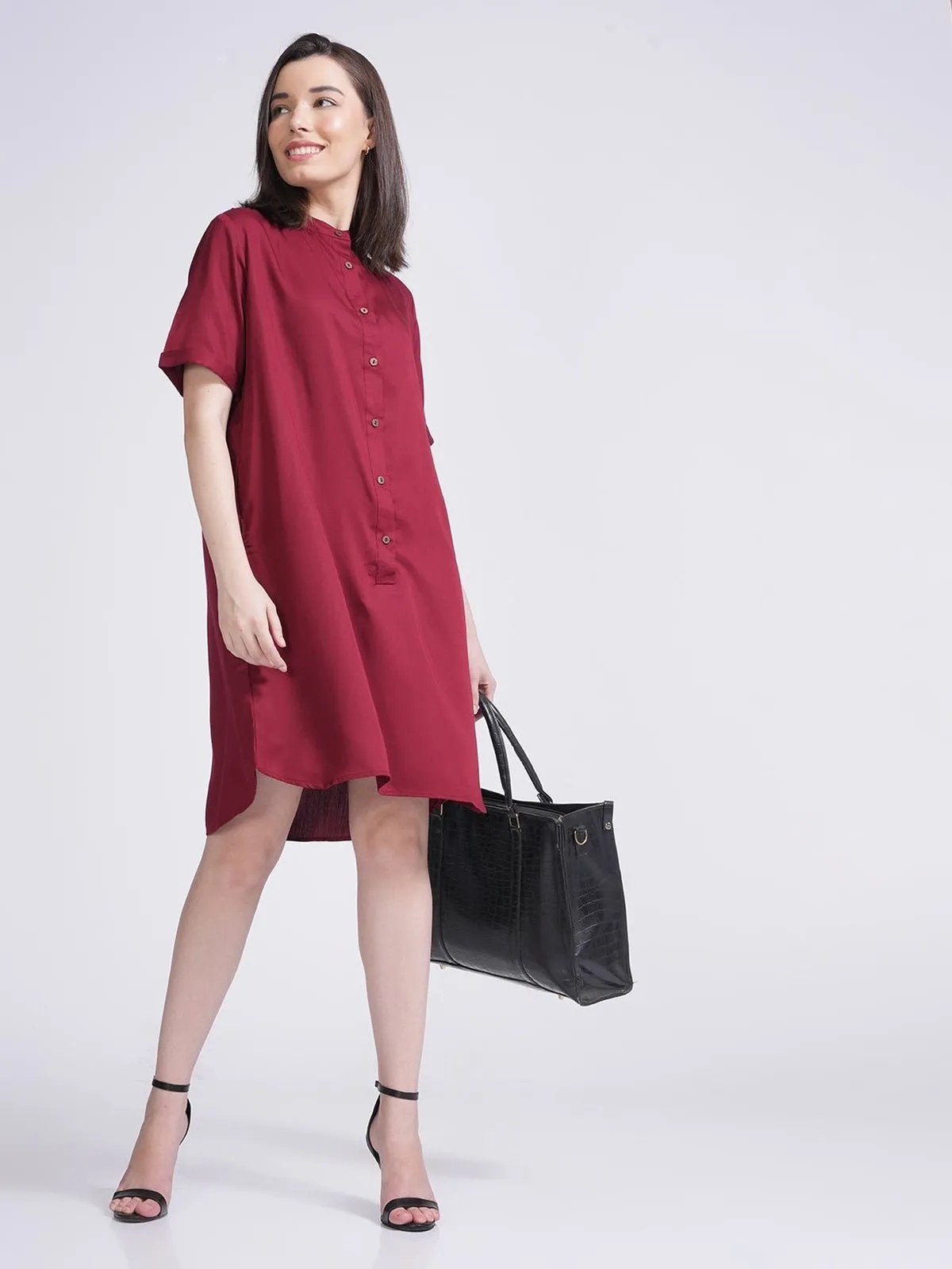 Women Modal Mandarin Collar Dress