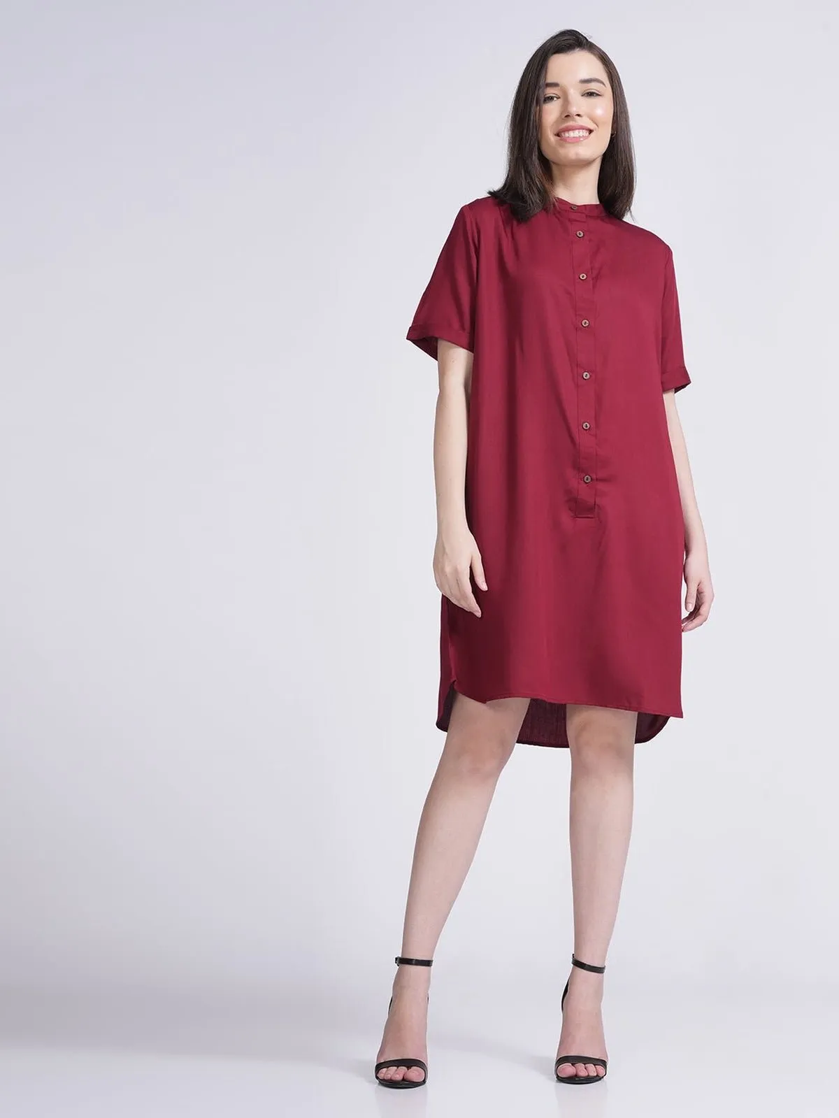 Women Modal Mandarin Collar Dress