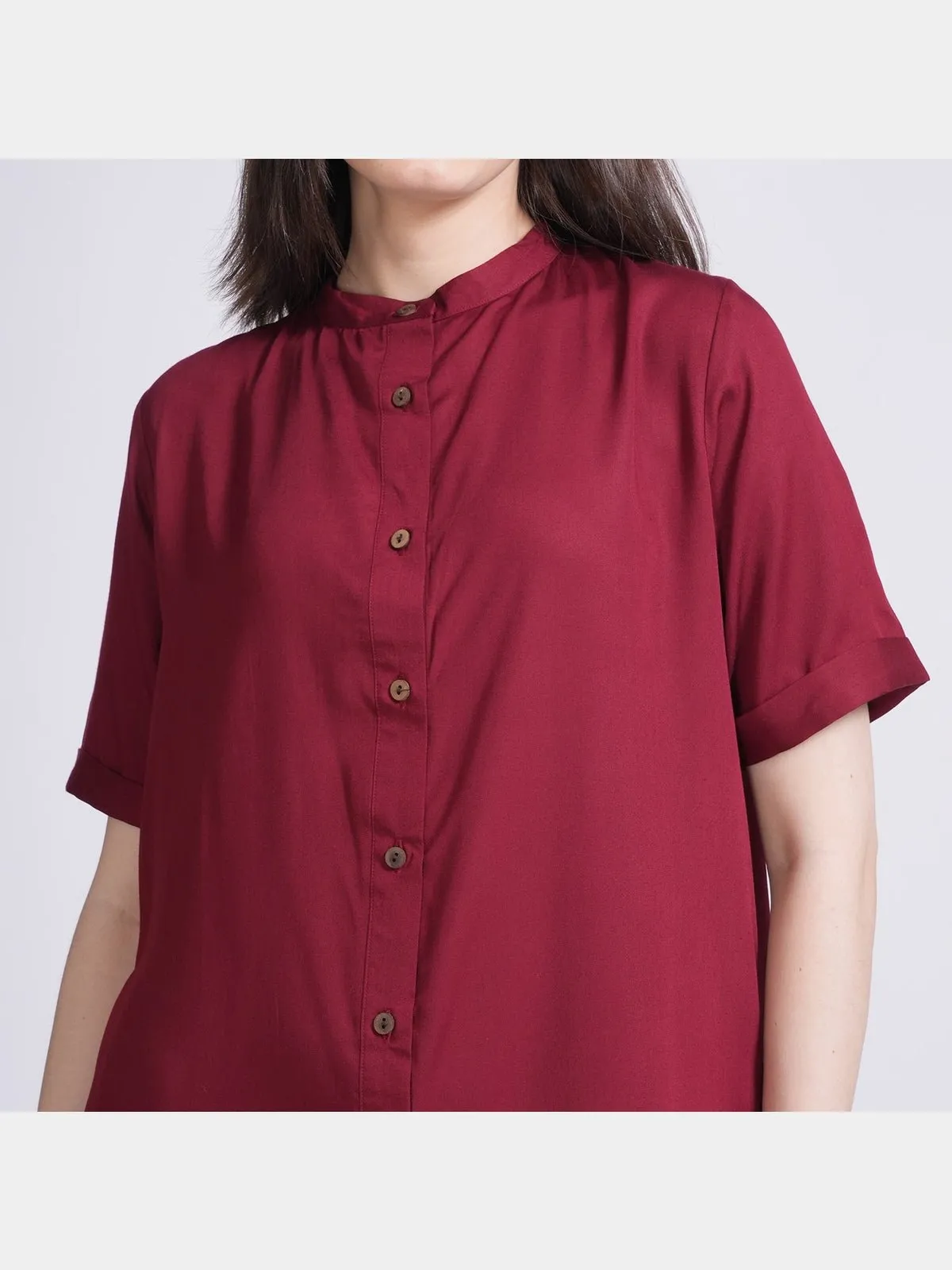Women Modal Mandarin Collar Dress